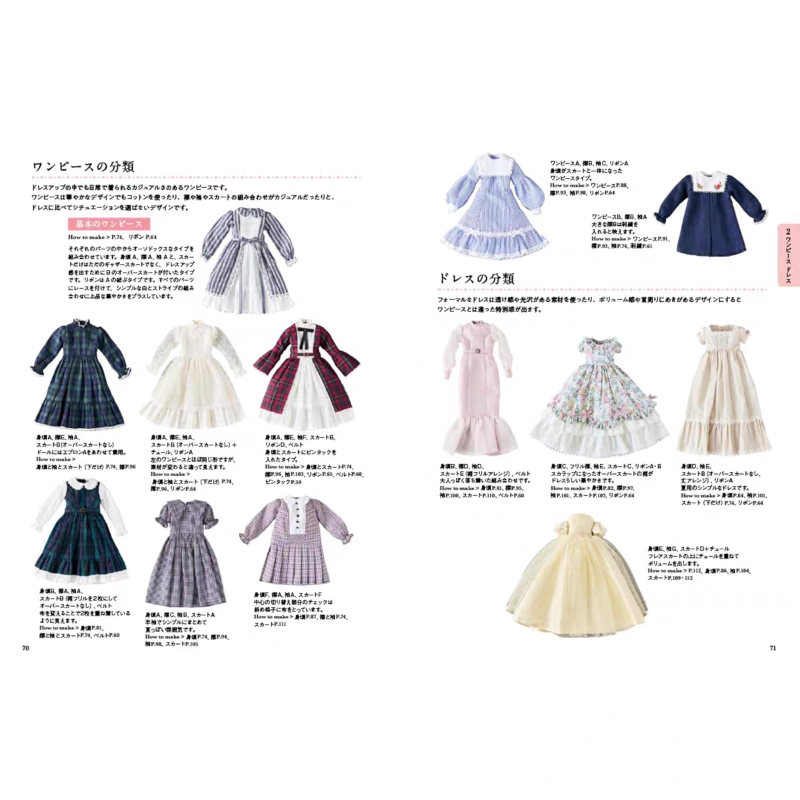 Japanese Lifestyle Books - 人形の着せ替え完全ガイド：着せ替えスタイル 著者：瀬木田泰子 人形の着せ替え服作りブック 日本語版