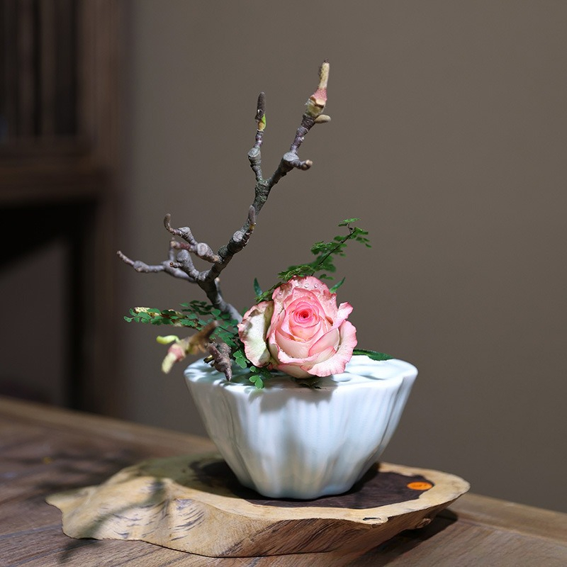 1 個中国風蓮の形のセラミック生け花ホルダー生け花フラワーア - Ikebana Vase Kenzan のレビューと価格
