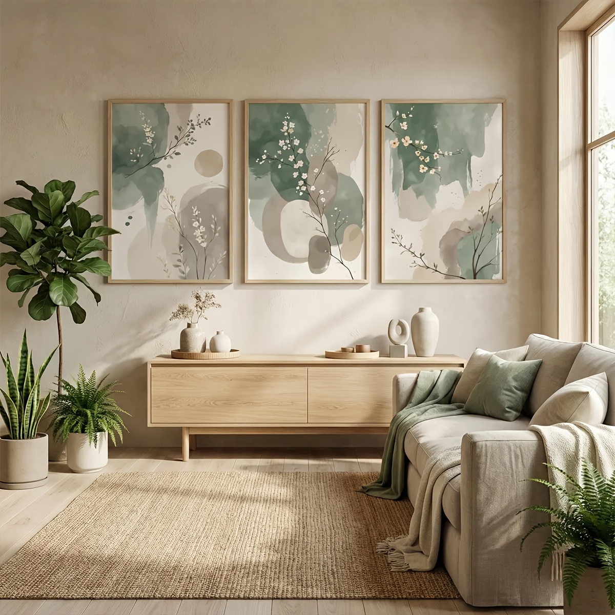 3ピース 日本風植物キャンバスウォールアート フレームレス抽 - Japanese Lifestyle のレビューと価格