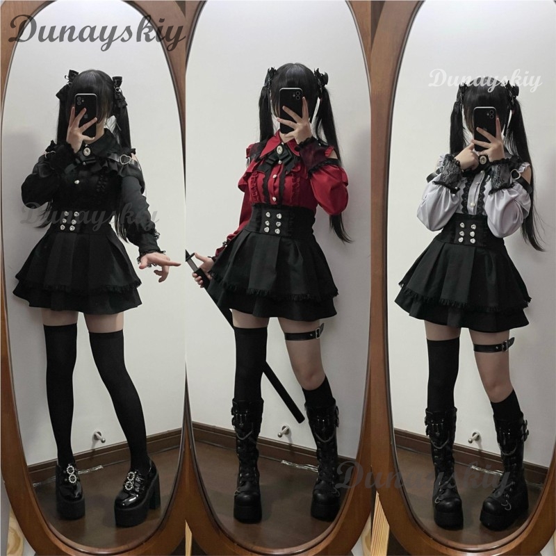 Jirai Kei ロリータ衣装女の子長袖リボンシャツスカー - Japanese Lifestyle のレビューと価格