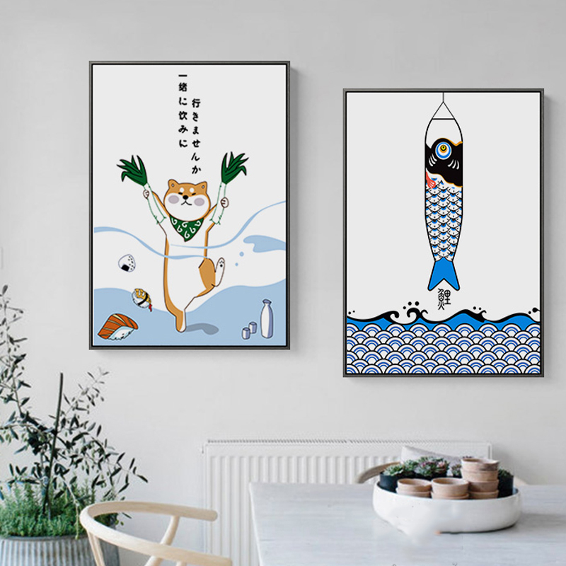 動物と魚のプリントが施された日本のクリエイティブなポスター, - Japanese Lifestyle In Japanese のレビューと価格