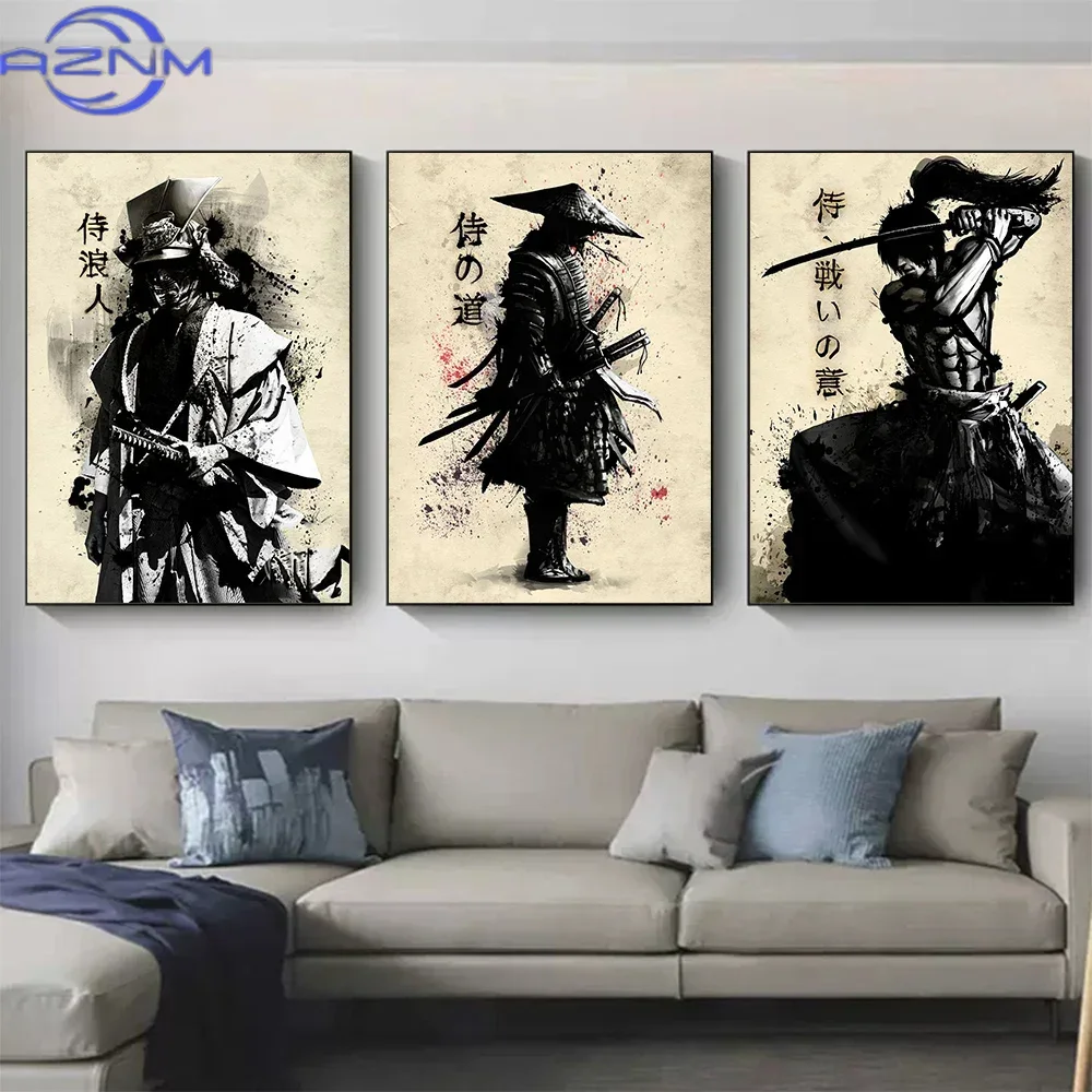 AZNM キャンバス絵画日本のサムライ壁アートポスターヴィン - Japanese Lifestyle In Japanese のレビューと価格